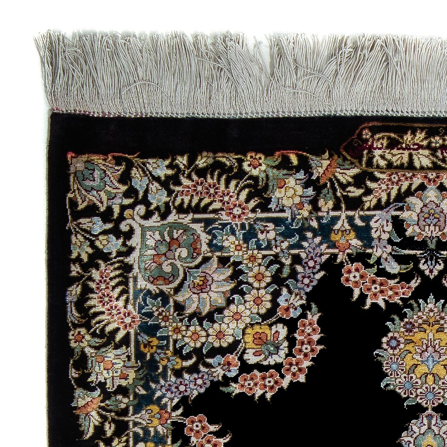 Tapis persan - Ghom - 89 x 59 cm - bleu foncé