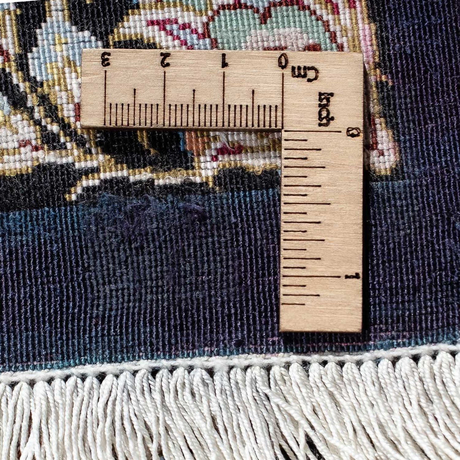 Tapis persan - Ghom - 89 x 59 cm - bleu foncé