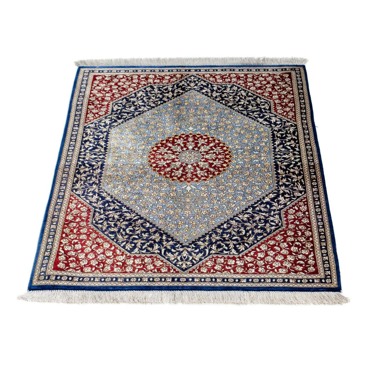 Tapis persan - Ghom - 84 x 60 cm - bleu foncé