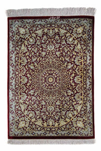 Tapis persan - Ghom - 78 x 54 cm - rouge foncé