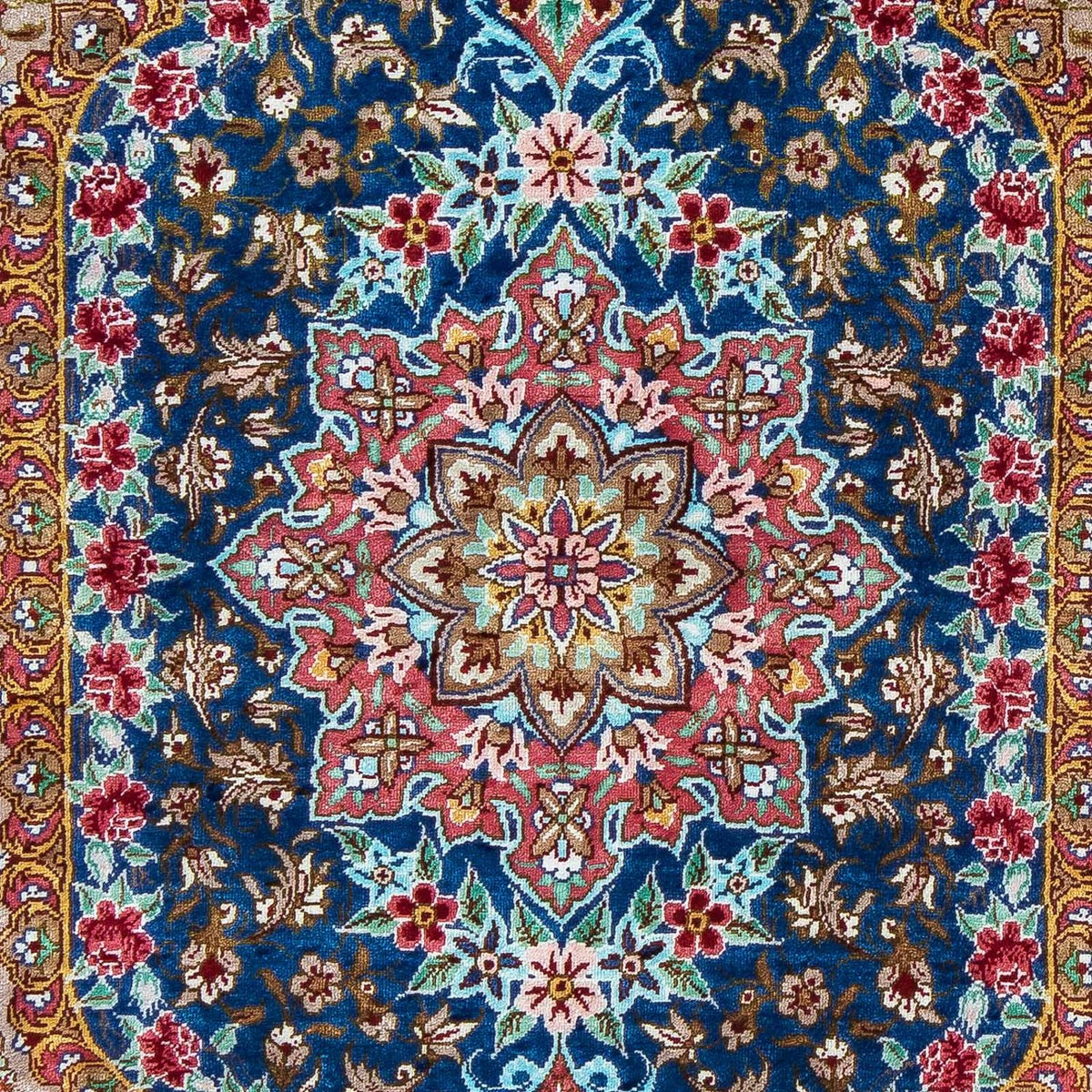 Tapis persan - Ghom - 80 x 55 cm - bleu foncé