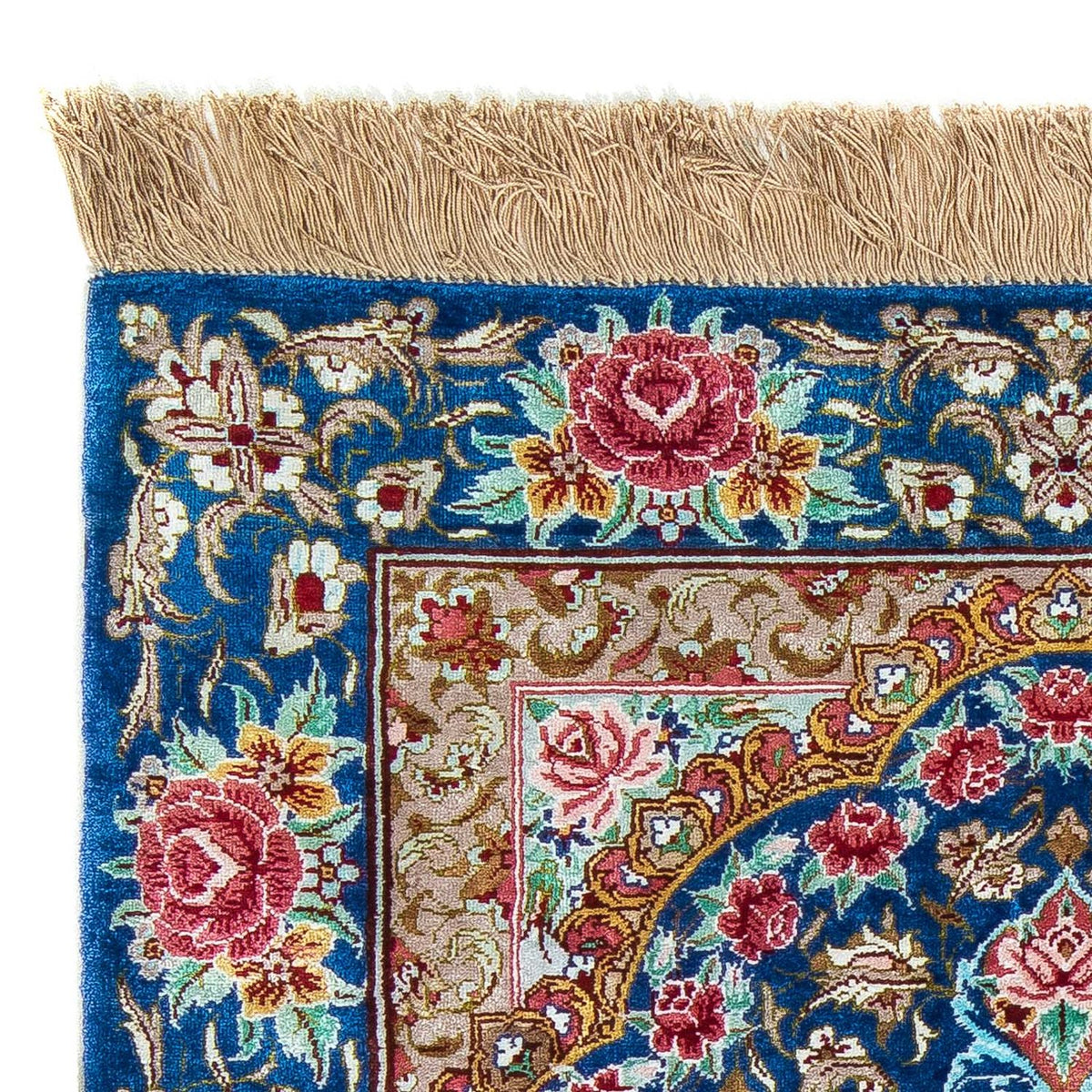 Tapis persan - Ghom - 80 x 55 cm - bleu foncé