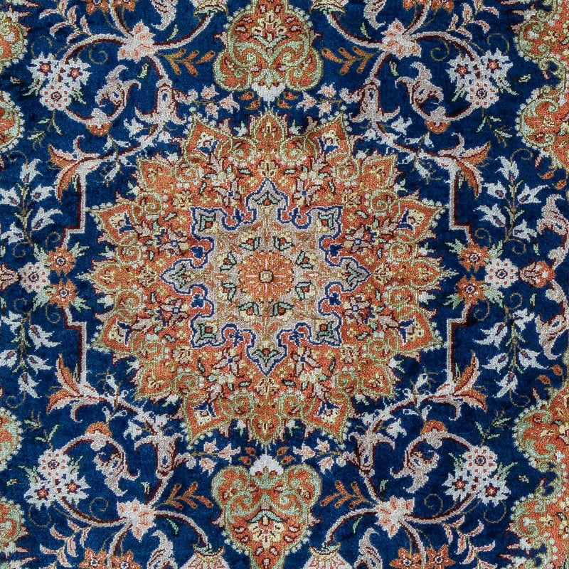 Tapis persan - Ghom - 78 x 55 cm - bleu foncé