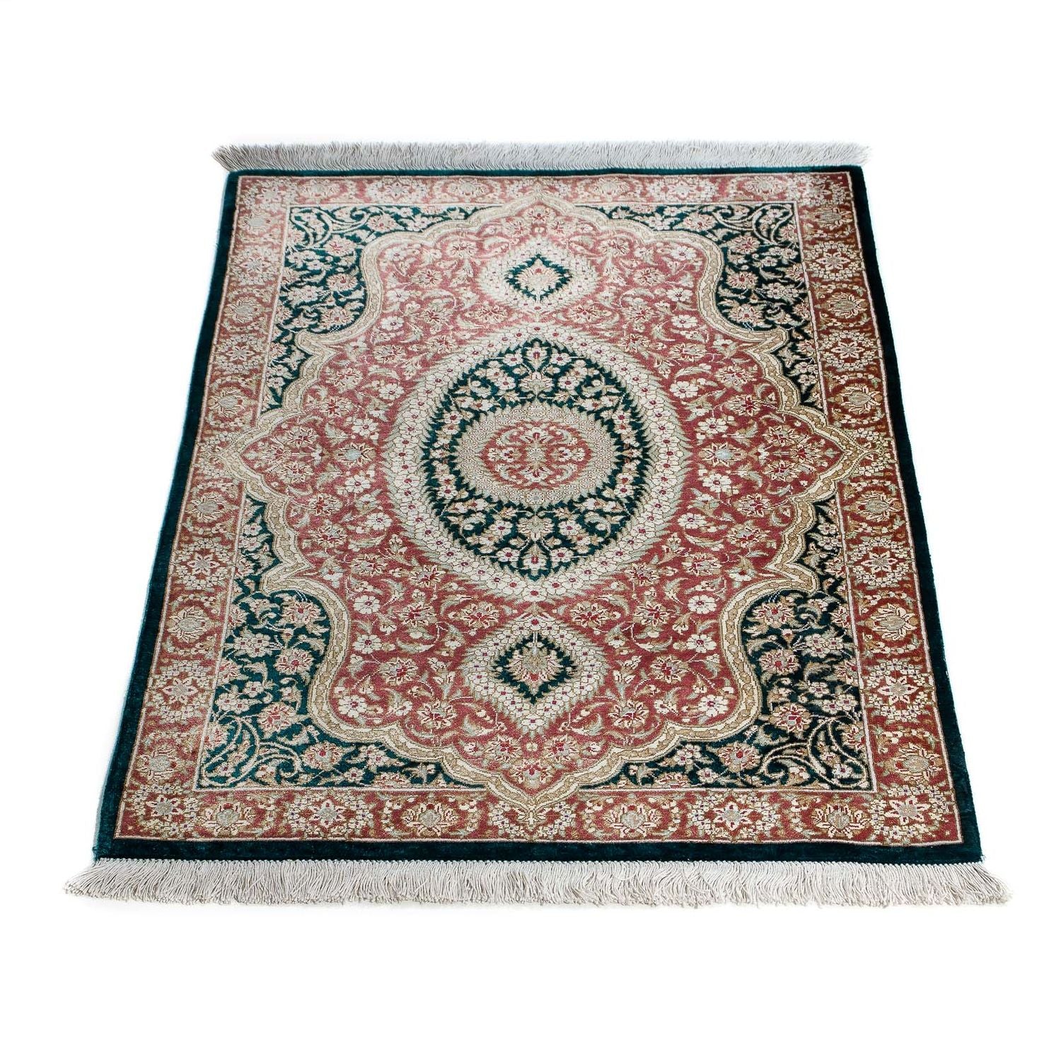 Tapis persan - Ghom - 85 x 58 cm - bleu foncé