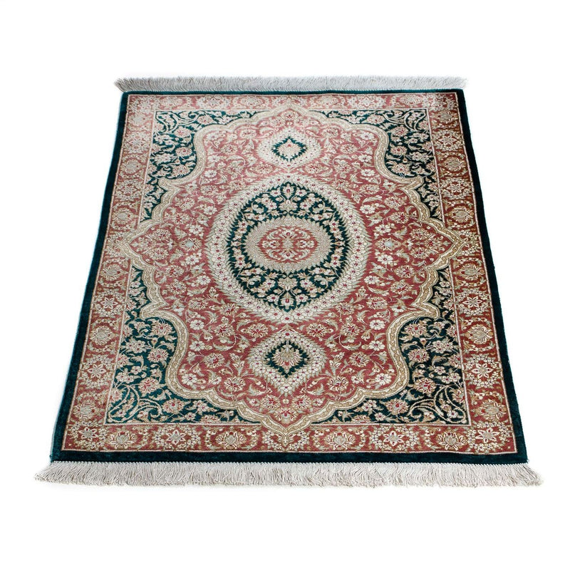 Tapis persan - Ghom - 85 x 58 cm - bleu foncé