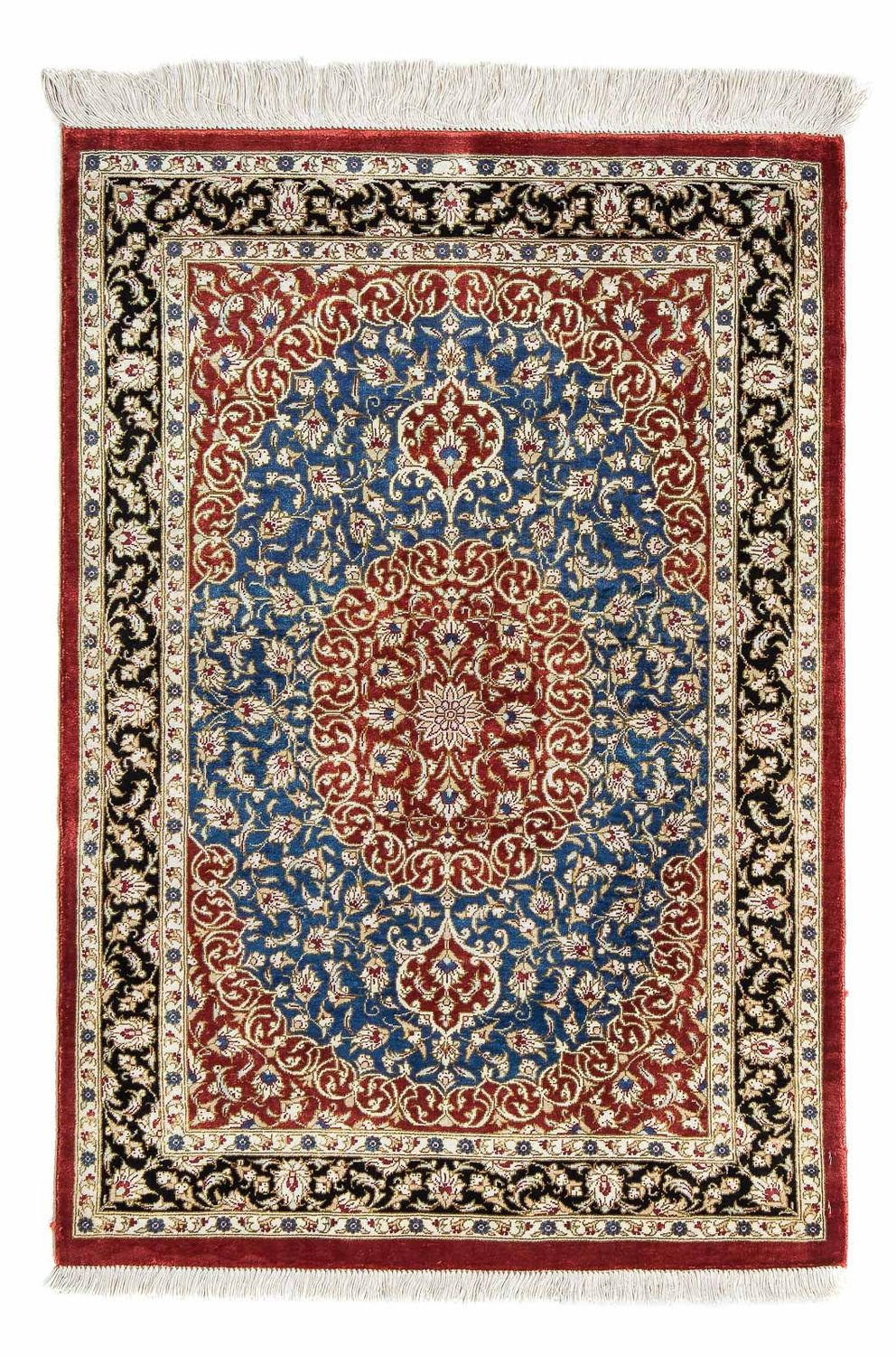 Tapis persan - Ghom - 81 x 55 cm - rouge foncé