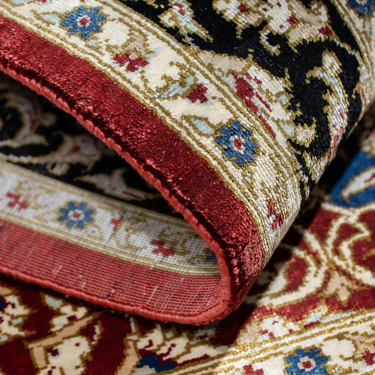 Tapis persan - Ghom - 81 x 55 cm - rouge foncé