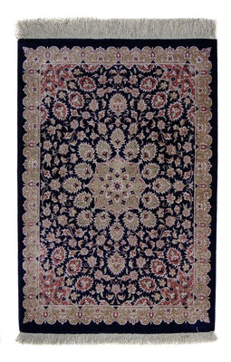 Tapis persan - Ghom - 80 x 56 cm - bleu foncé