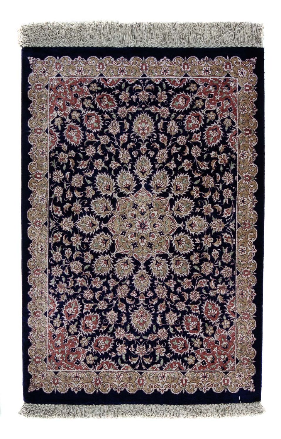 Tapis persan - Ghom - 80 x 56 cm - bleu foncé