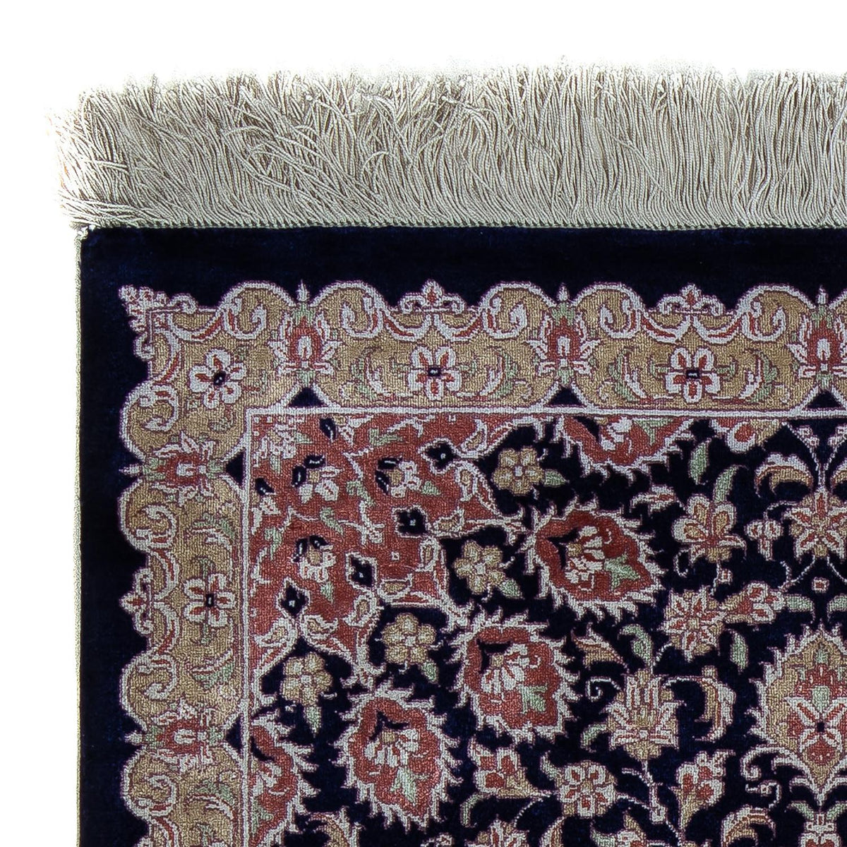 Tapis persan - Ghom - 80 x 56 cm - bleu foncé