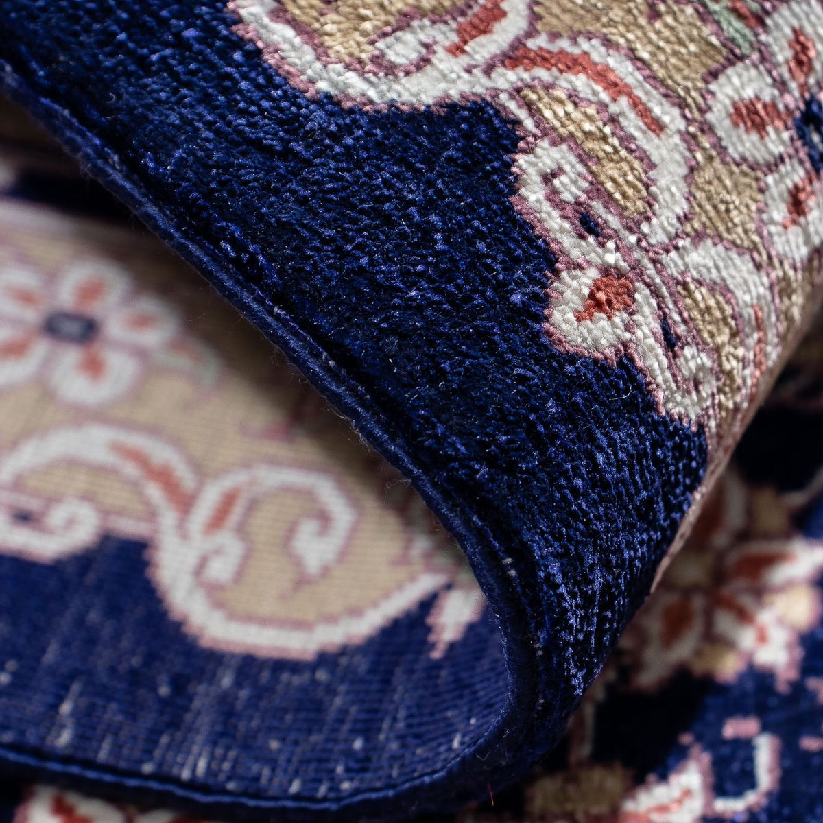 Tapis persan - Ghom - 80 x 56 cm - bleu foncé