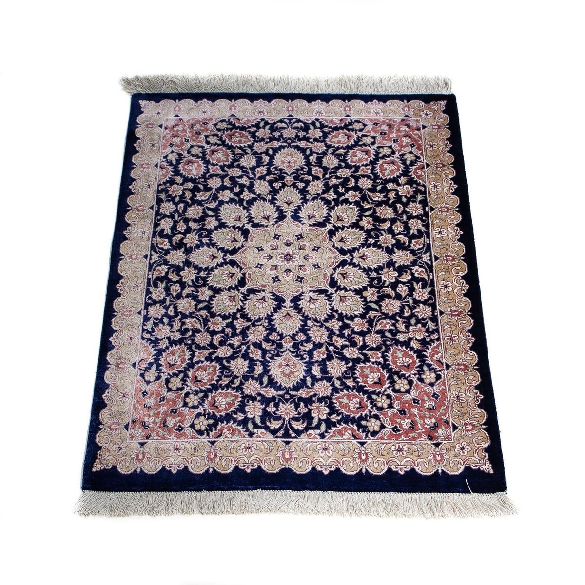 Tapis persan - Ghom - 80 x 56 cm - bleu foncé