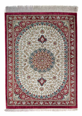 Tapis persan - Ghom - 78 x 60 cm - rouge foncé