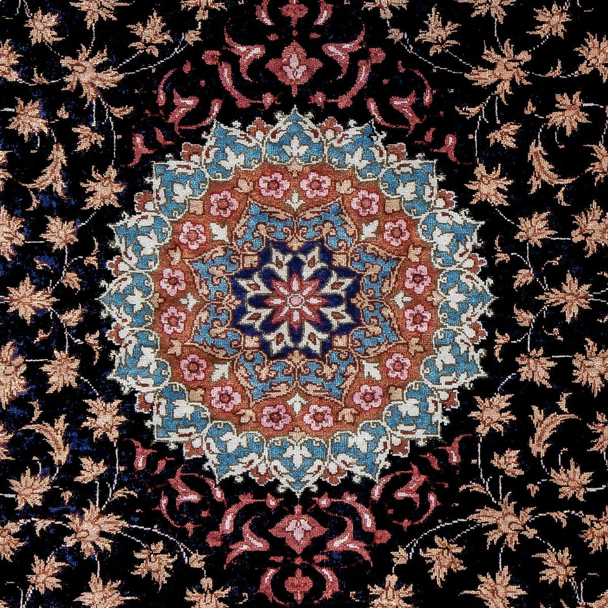 Tapis persan - Ghom - 80 x 55 cm - bleu foncé