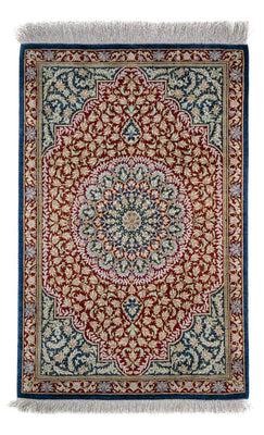 Tapis persan - Ghom - 83 x 53 cm - bleu foncé