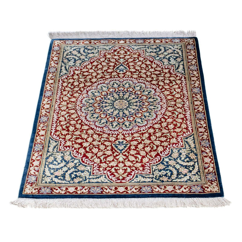 Tapis persan - Ghom - 83 x 53 cm - bleu foncé