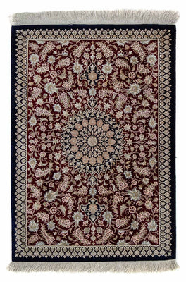 Tapis persan - Ghom - 85 x 58 cm - bleu foncé