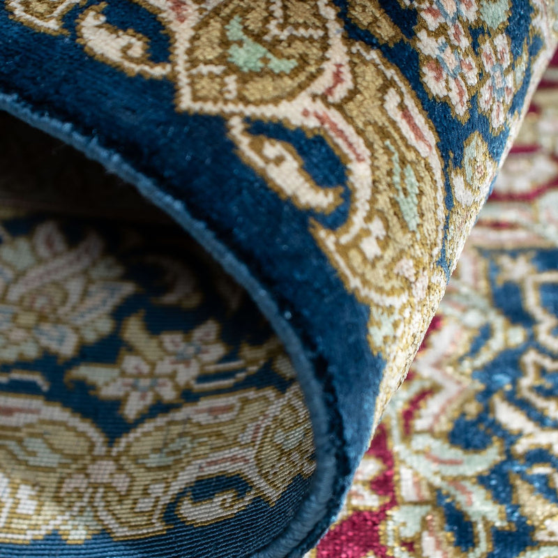 Tapis persan - Ghom - 92 x 61 cm - bleu foncé