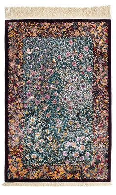 Tapis persan - Ghom - 120 x 78 cm - rouge foncé