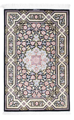 Tapis persan - Ghom - 124 x 79 cm - bleu foncé