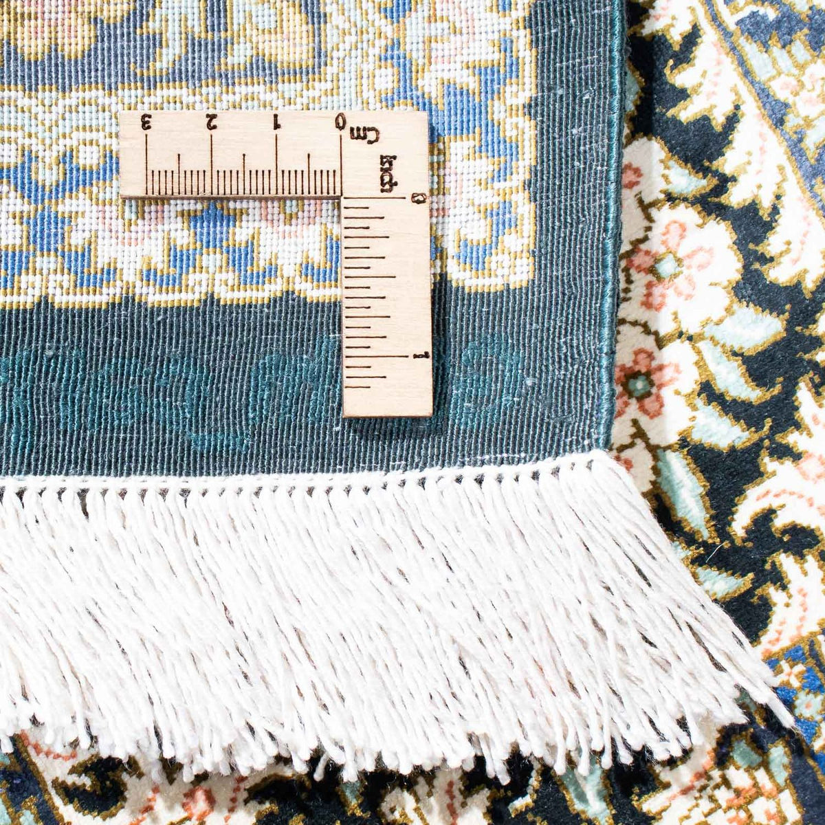 Tapis persan - Ghom - 118 x 80 cm - bleu foncé