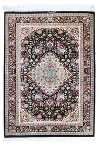 Tapis persan - Ghom - 114 x 80 cm - bleu foncé