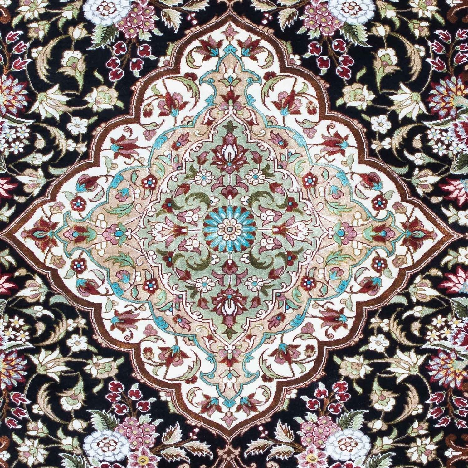 Tapis persan - Ghom - 114 x 80 cm - bleu foncé