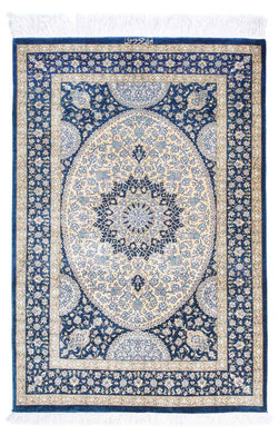 Tapis persan - Ghom - 111 x 73 cm - bleu