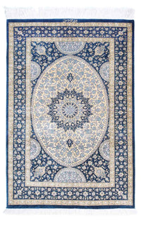 Tapis persan - Ghom - 111 x 73 cm - bleu