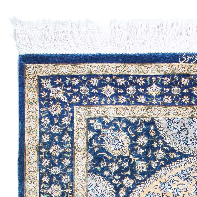 Tapis persan - Ghom - 111 x 73 cm - bleu