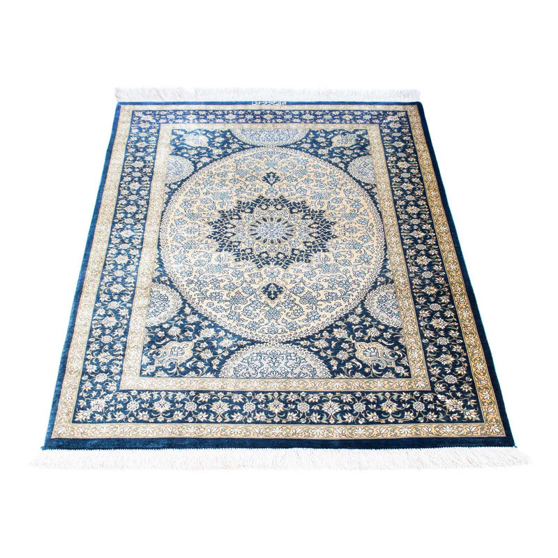 Tapis persan - Ghom - 111 x 73 cm - bleu