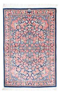 Tapis persan - Ghom - 119 x 77 cm - bleu foncé