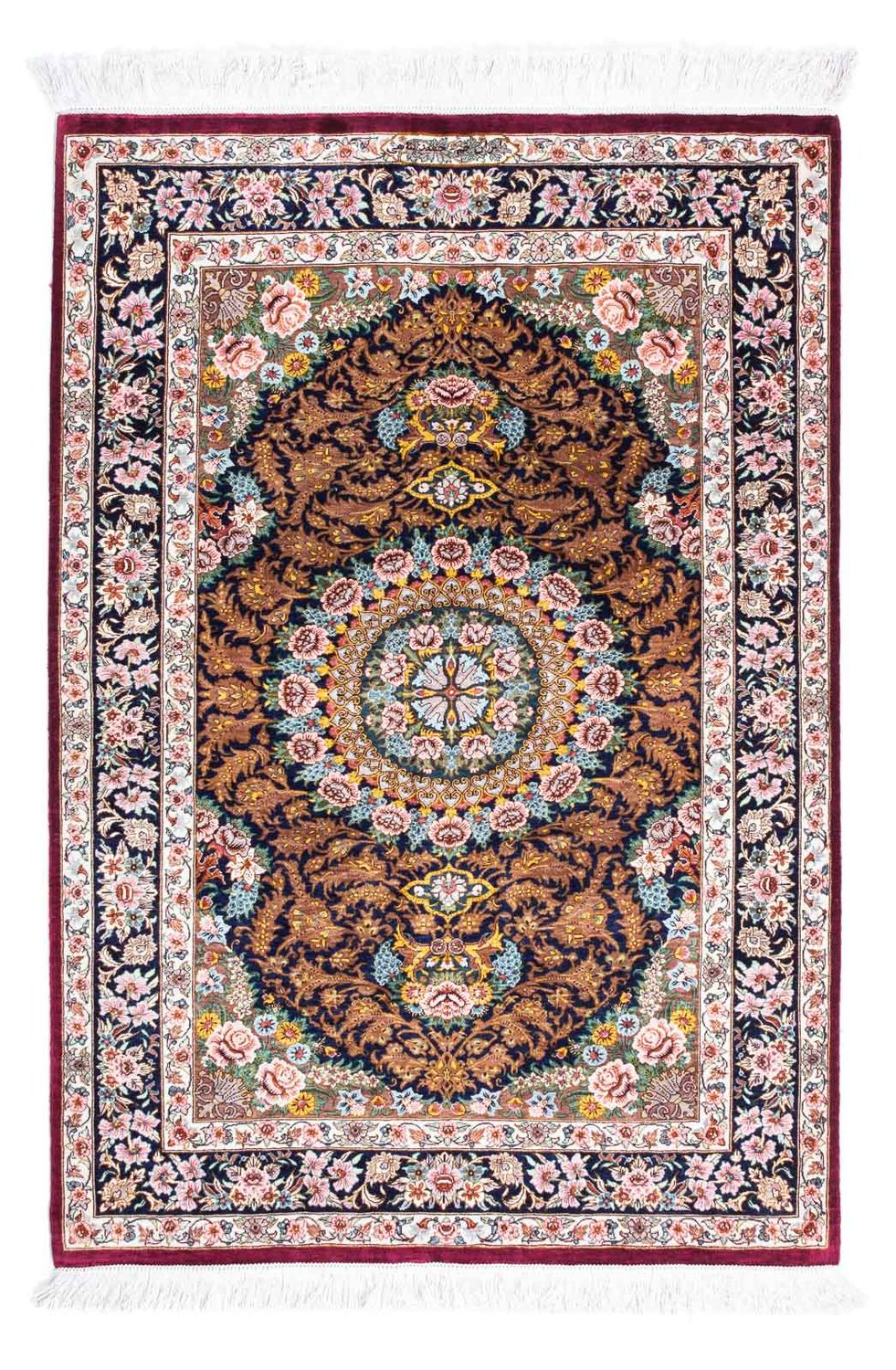 Tapis persan - Ghom - 119 x 79 cm - rouge foncé