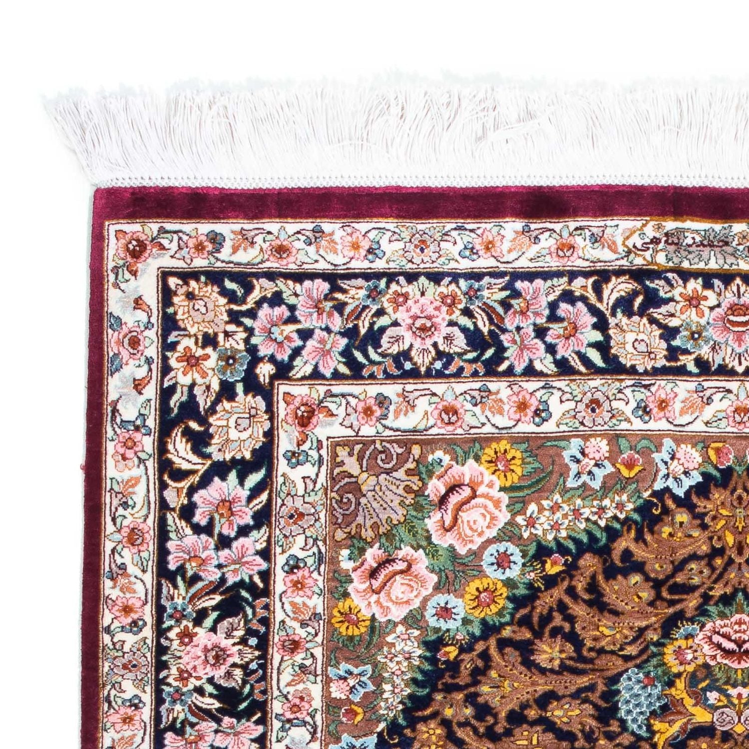 Tapis persan - Ghom - 119 x 79 cm - rouge foncé