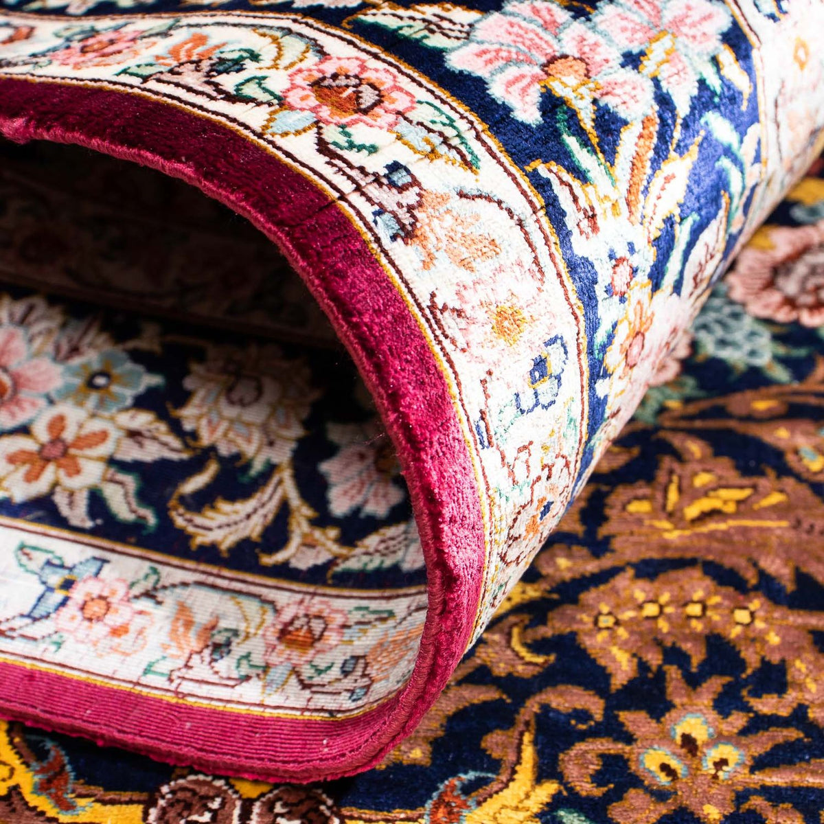 Tapis persan - Ghom - 119 x 79 cm - rouge foncé