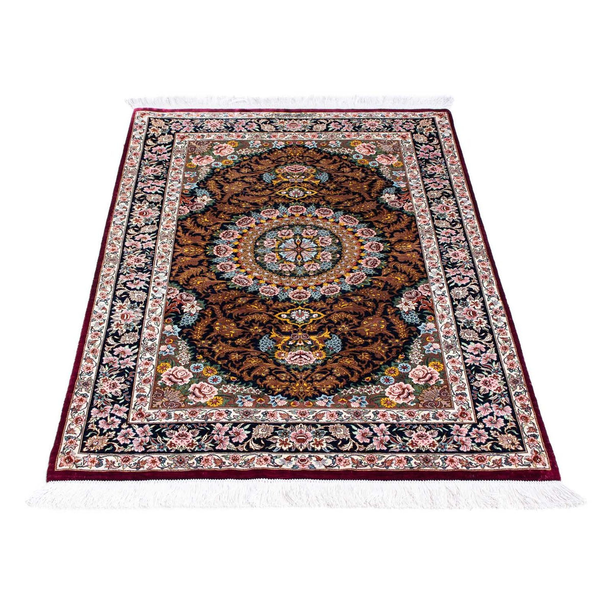 Tapis persan - Ghom - 119 x 79 cm - rouge foncé
