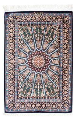 Tapis persan - Ghom - 121 x 81 cm - bleu foncé