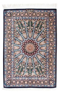 Tapis persan - Ghom - 121 x 81 cm - bleu foncé