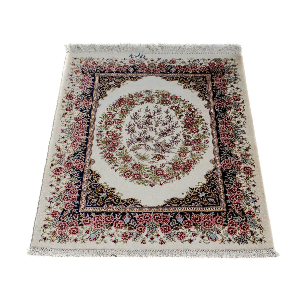 Tapis persan - Ghom - 91 x 59 cm - beige