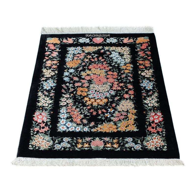 Tapis persan - Ghom - 89 x 60 cm - bleu foncé