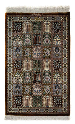 Tapis persan - Ghom - 92 x 57 cm - marron foncé