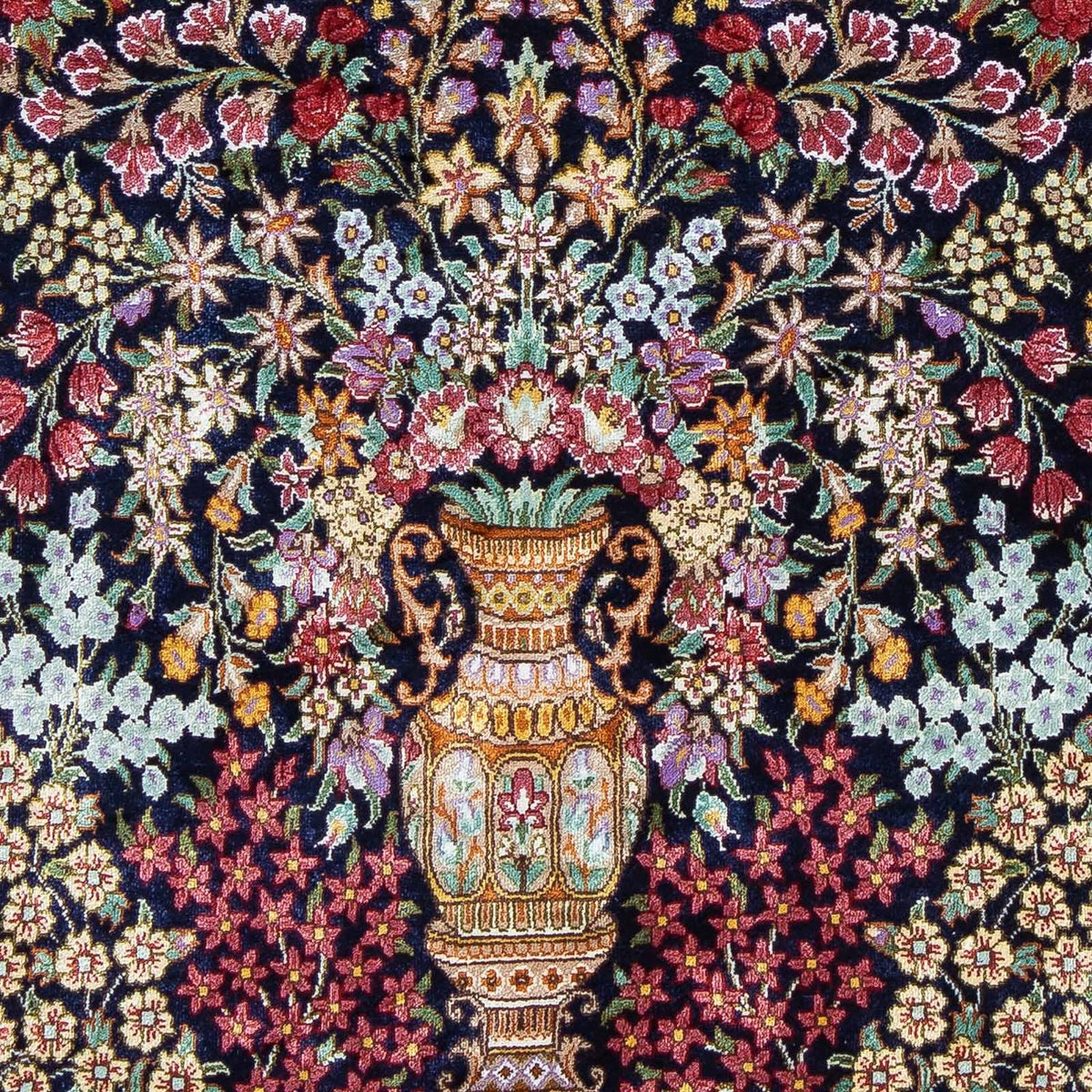 Tapis persan - Ghom - 96 x 57 cm - bleu foncé