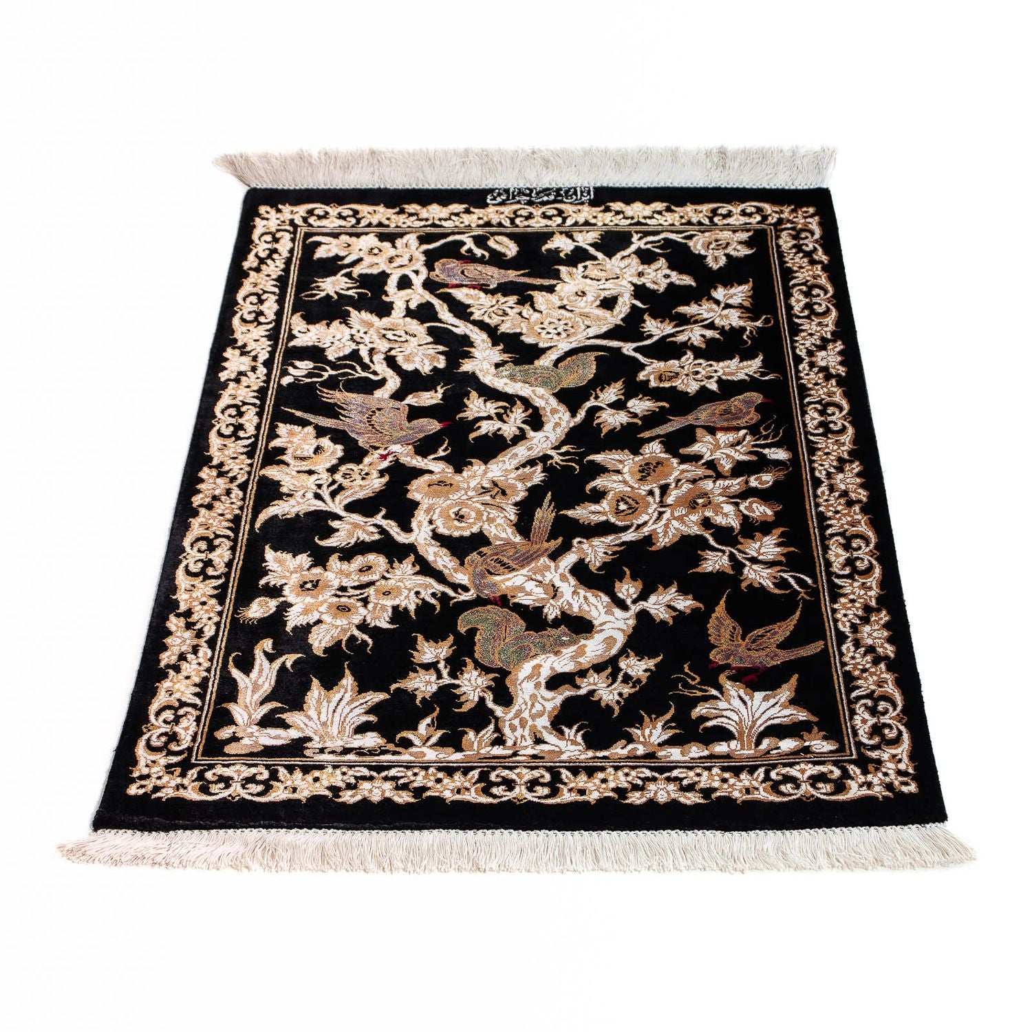 Tapis persan - Ghom - 87 x 57 cm - bleu foncé