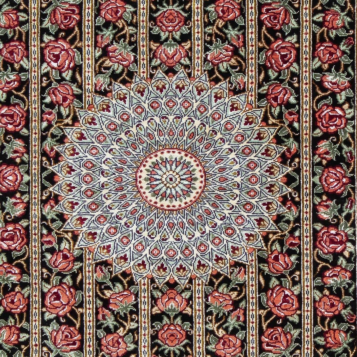 Tapis persan - Ghom - 78 x 57 cm - bleu foncé