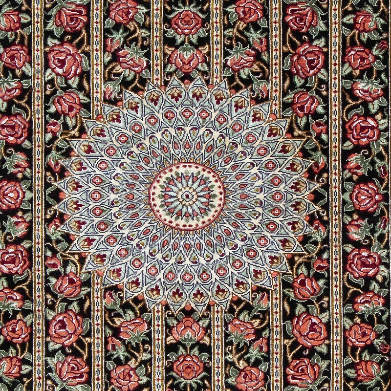 Tapis persan - Ghom - 78 x 57 cm - bleu foncé