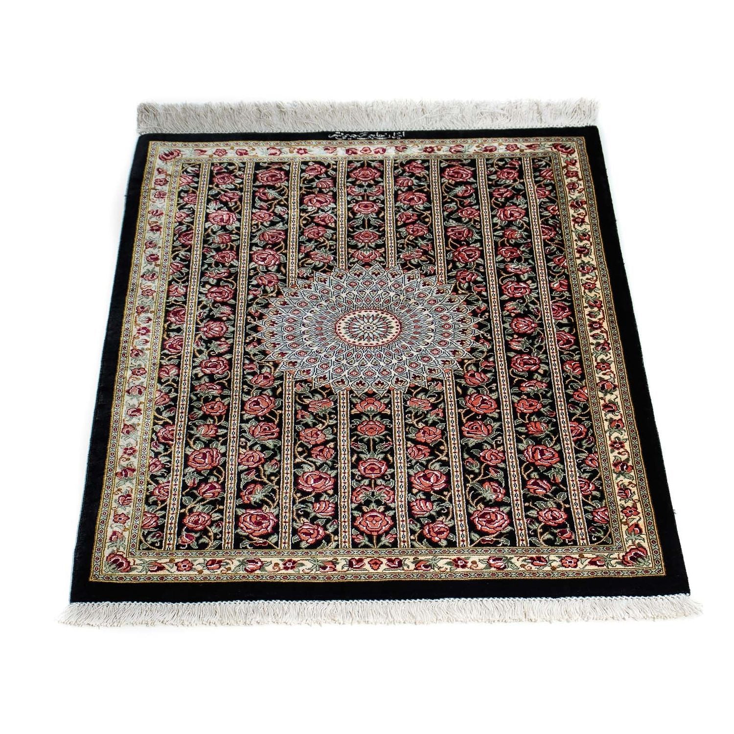 Tapis persan - Ghom - 78 x 57 cm - bleu foncé