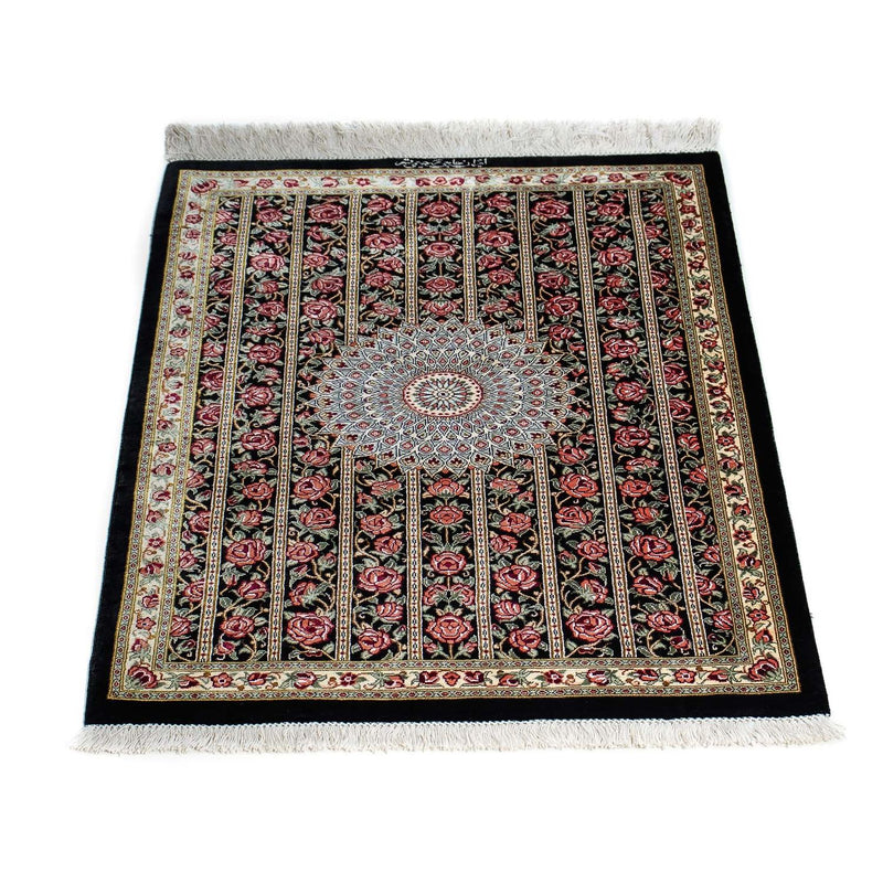 Tapis persan - Ghom - 78 x 57 cm - bleu foncé