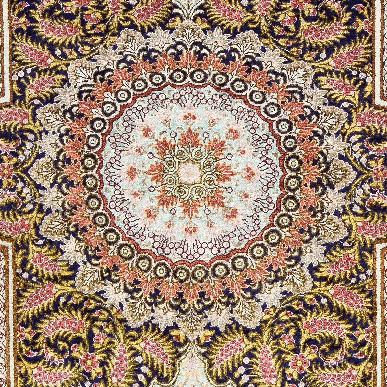 Tapis persan - Ghom - 93 x 59 cm - bleu foncé