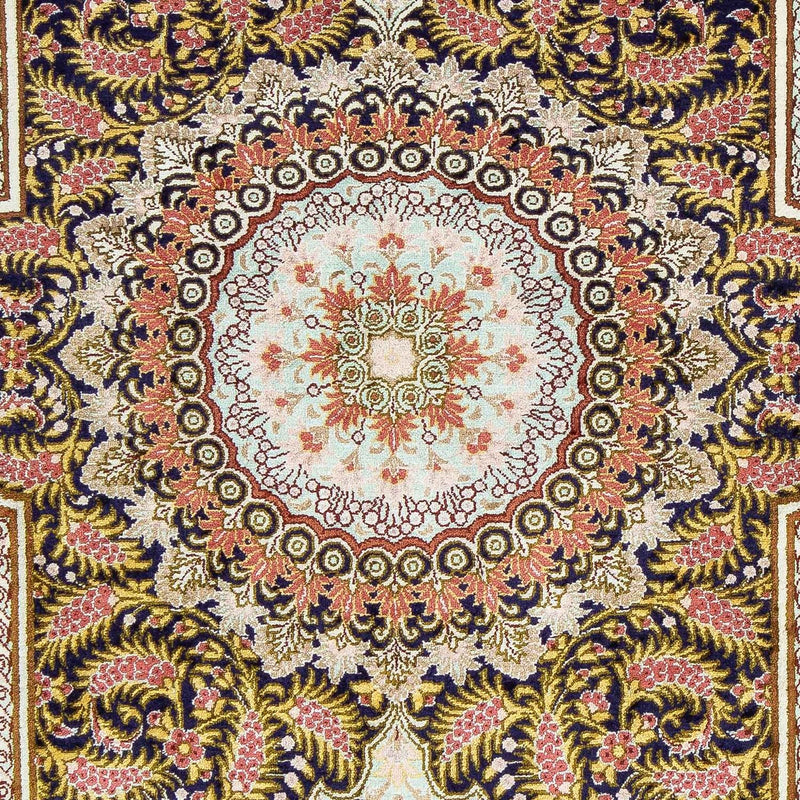 Tapis persan - Ghom - 93 x 59 cm - bleu foncé