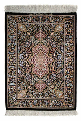 Tapis persan - Ghom - 86 x 60 cm - bleu foncé